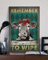 Heifer Cow Canvas Prints Remember To Wipe Vintage Wall Art Gifts Vintage Home Wall Decor Canvas - Mostsuit