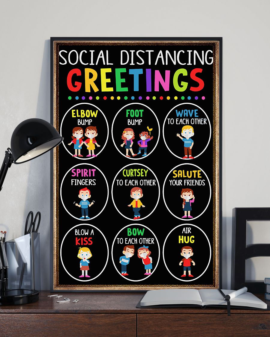 Social Distancing Greetings Classroom Teacher Canvas Prints Vintage Wall Art Gifts Vintage Home Wall Decor Canvas - Mostsuit