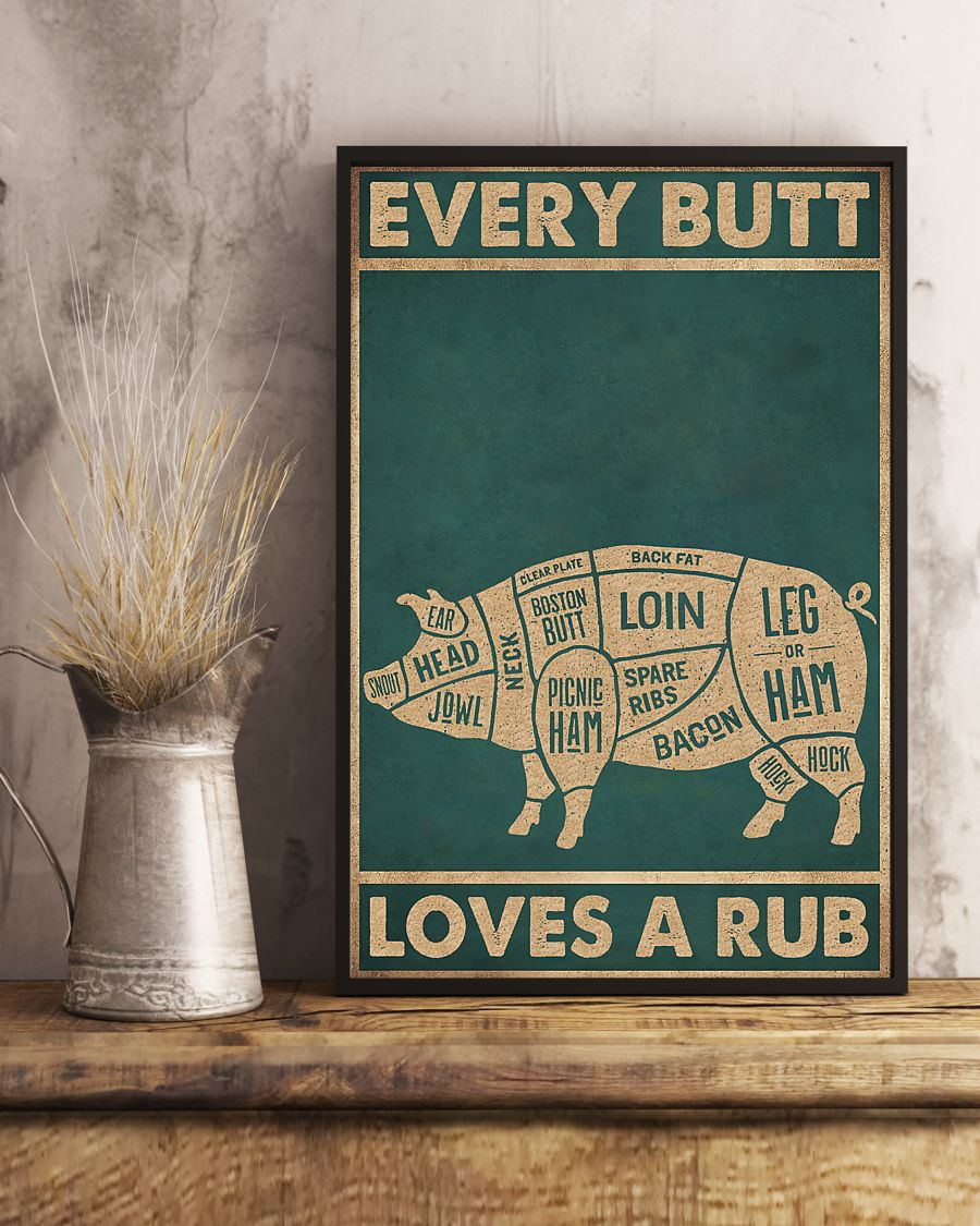 Pig Loves Poster Every Butt Loves a Rub Farm Vintage Room Home Decor Wall Art Gifts Idea - Mostsuit