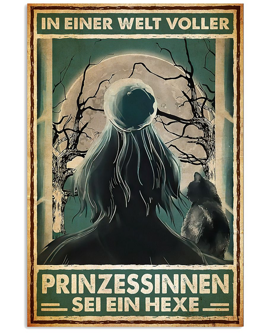 Black Cat Witch Girl Canvas Prints In A World Full Of Princesses Be A Witch Vintage Wall Art Gifts Vintage Home Wall Decor Canvas - Mostsuit