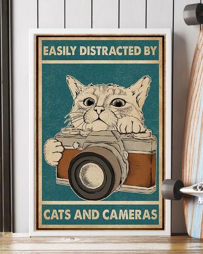 Cats And Cameras Canvas Prints Easily Distracted Vintage Wall Art Gifts Vintage Home Wall Decor Canvas - Mostsuit