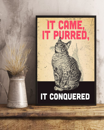 Cat Loves Poster It Came It Purred It Conquered Vintage Room Home Decor Wall Art Gifts Idea - Mostsuit