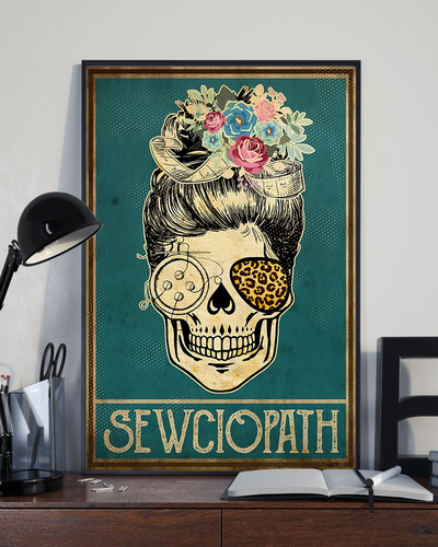 Sewing Sewciopath Skull Canvas Prints Vintage Wall Art Gifts Vintage Home Wall Decor Canvas - Mostsuit