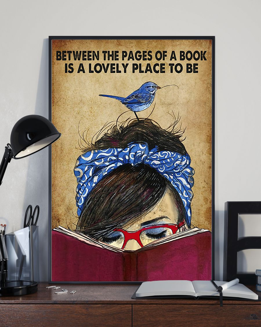 Book Girl Poster Between The Pages Of A Book Is A Lovely Place To Be Vintage Room Home Decor Wall Art Gifts Idea - Mostsuit