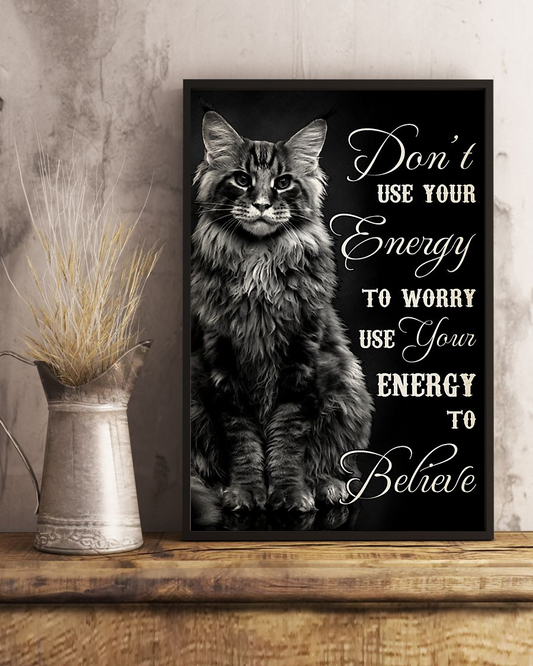 Cat Loves Canvas Prints Don't Use Your Energy To Worry Use Your Energy Vintage Wall Art Gifts Vintage Home Wall Decor Canvas - Mostsuit