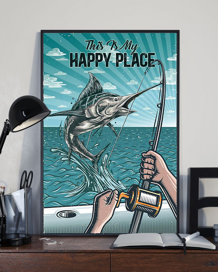 Fishing Poster This Is My Happy Place Vintage Room Home Decor Wall Art Gifts Idea - Mostsuit