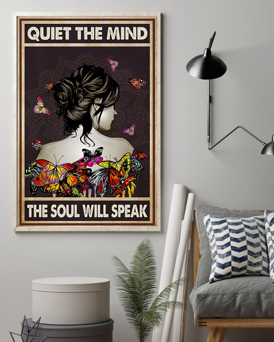 Butterfly Girl Canvas Prints Quite The Mind The Soul Will Speak Vintage Wall Art Gifts Vintage Home Wall Decor Canvas - Mostsuit