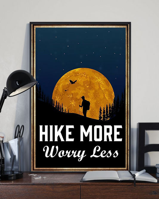 Hiking Canvas Prints Hike More Worry Less Vintage Wall Art Gifts Vintage Home Wall Decor Canvas - Mostsuit