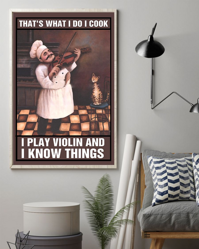 Chef Cat Violin Loves Poster That's What I Do I Cook I Play Violin Vintage Room Home Decor Wall Art Gifts Idea - Mostsuit