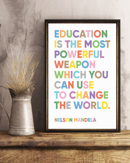 Education Is The Most Powerful Classroom Teacher Canvas Prints Vintage Wall Art Gifts Vintage Home Wall Decor Canvas - Mostsuit