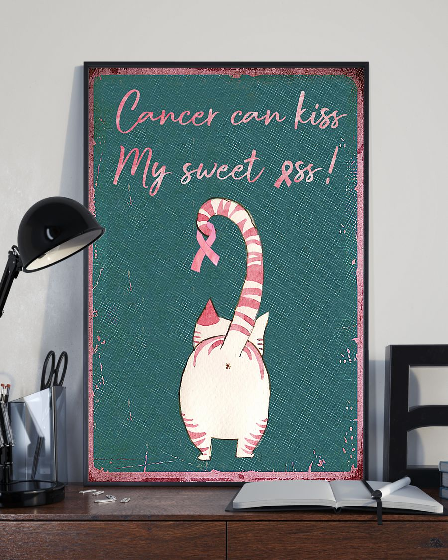 Cat Breast Cancer Poster Cancer Can Kiss My Sweet Ass Vintage Room Hom -  MostSuit