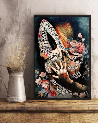 Floral Tattooed Girl Kind Strong Successful Smart Poster Vintage Room Home Decor Wall Art Gifts Idea - Mostsuit
