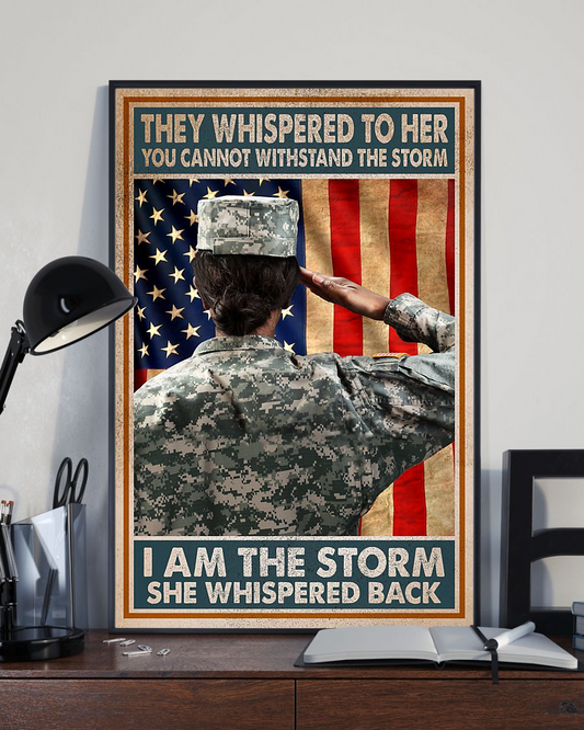 Female Veteran I Am The Storm Canvas Prints Vintage Wall Art Gifts Vintage Home Wall Decor Canvas - Mostsuit