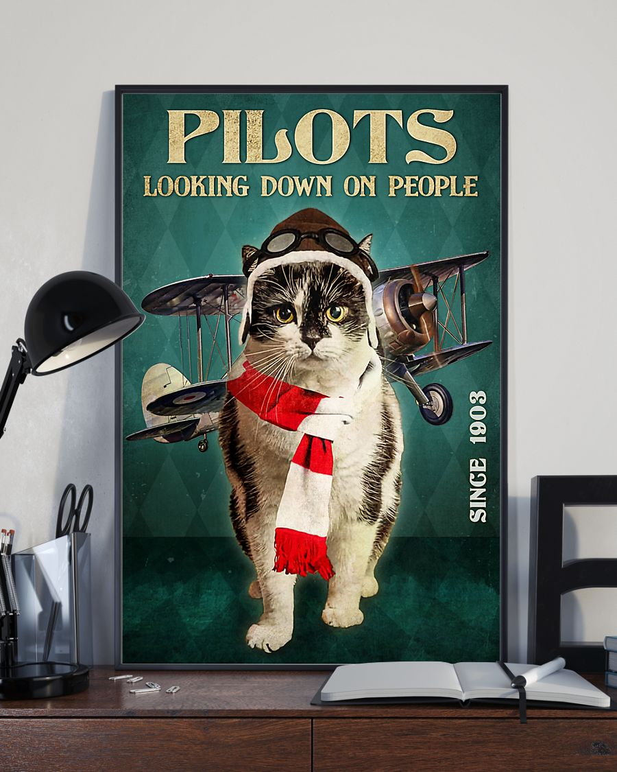Pilots Cat Canvas Prints Looking Down On People Vintage Wall Art Gifts Vintage Home Wall Decor Canvas - Mostsuit