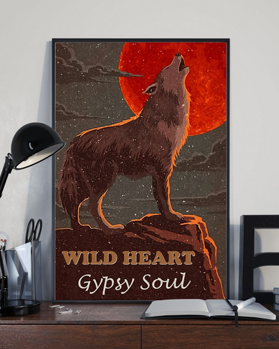 Wolf Red Moon Canvas Prints Wild Heart Gypsy Soul Vintage Wall Art Gifts Vintage Home Wall Decor Canvas - Mostsuit