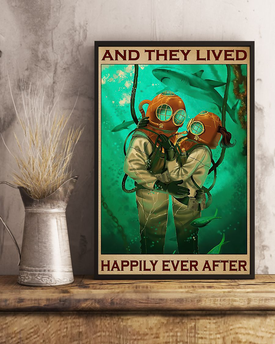Scuba Diving Couple Poster And They Lived Happily Ever After Vintage Room Home Decor Wall Art Gifts Idea - Mostsuit