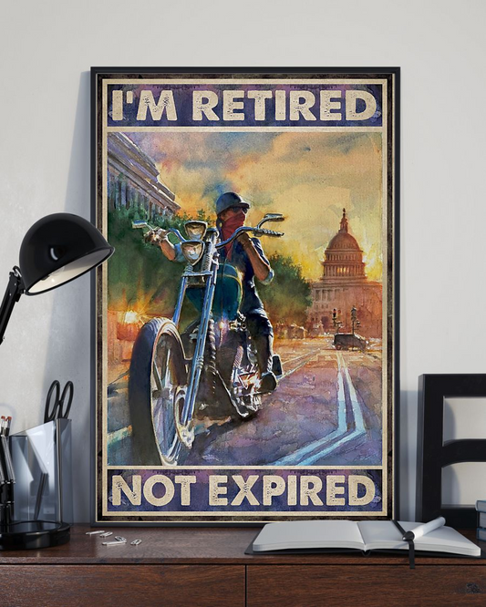Biker I'm Retired Not Expired Canvas Prints Vintage Wall Art Gifts Vintage Home Wall Decor Canvas - Mostsuit