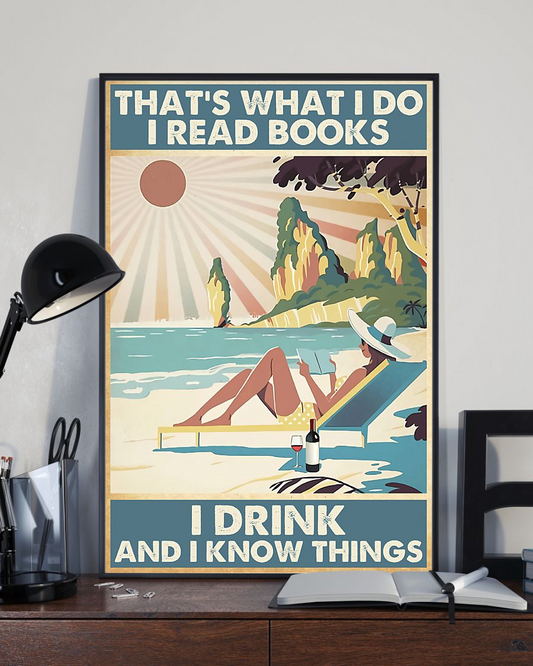 Book Wine Loves Canvas Prints That's What I Do I Read Books I Drink Vintage Wall Art Gifts Vintage Home Wall Decor Canvas - Mostsuit