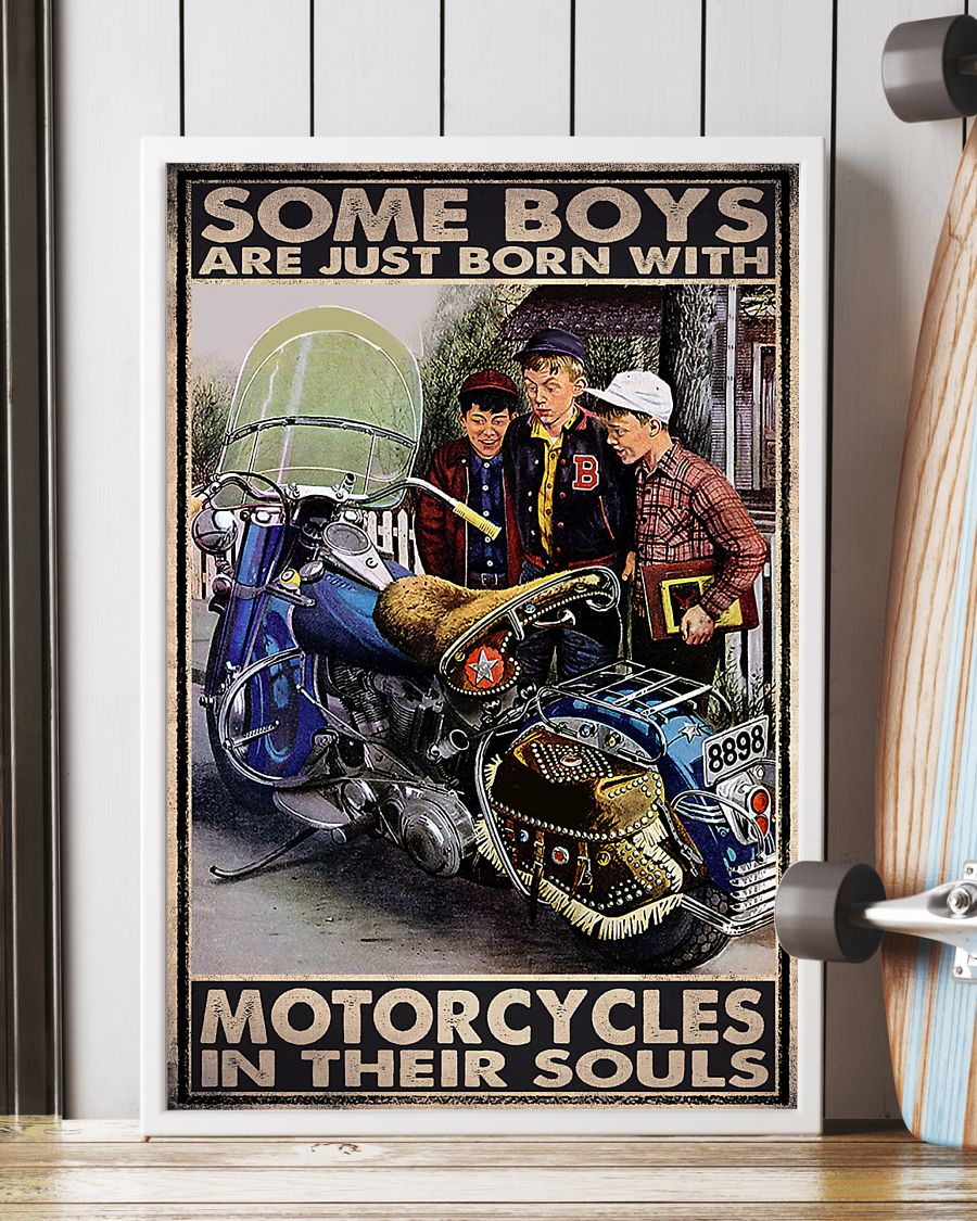 Biker Boys Motorcycle In Their Souls Canvas Prints Vintage Wall Art Gifts Vintage Home Wall Decor Canvas - Mostsuit