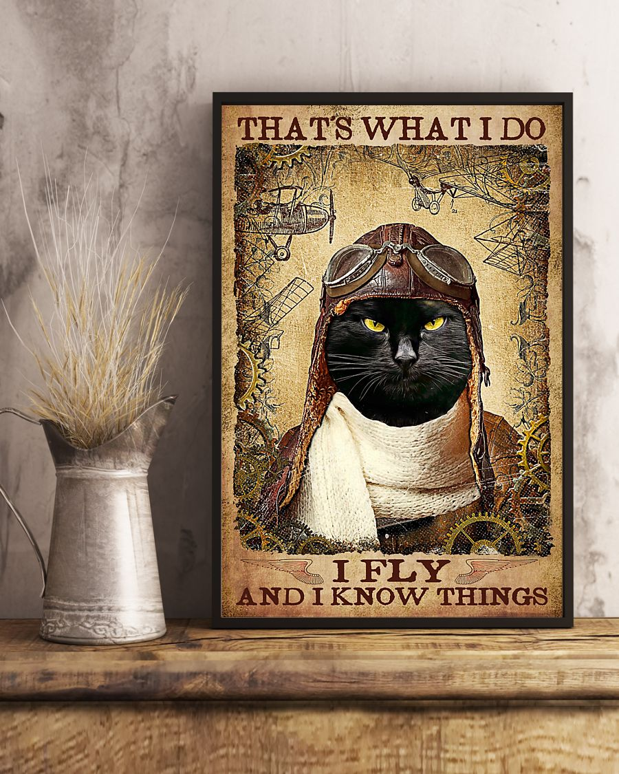 Black Cat Pilot Aircraft Loves Canvas Prints That's What I Do Vintage Wall Art Gifts Vintage Home Wall Decor Canvas - Mostsuit