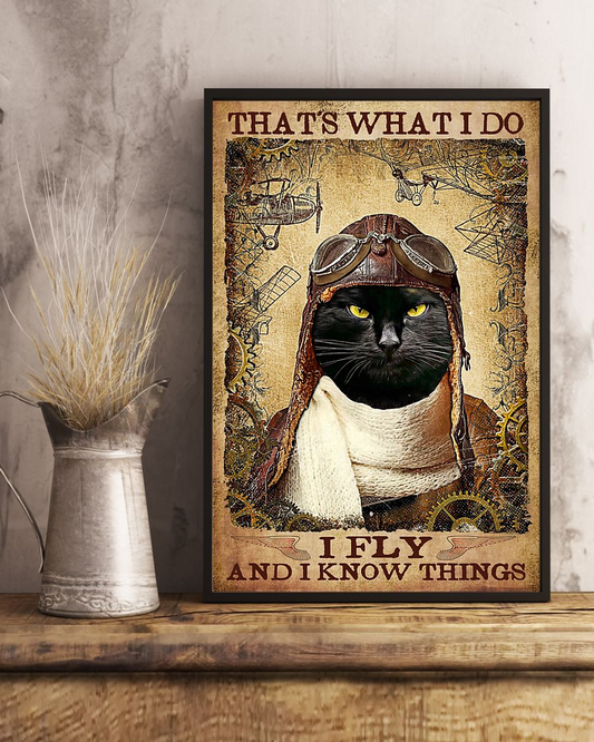 Black Cat Pilot Aircraft Loves Canvas Prints That's What I Do Vintage Wall Art Gifts Vintage Home Wall Decor Canvas - Mostsuit