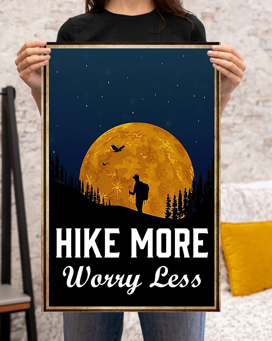 Hiking Canvas Prints Hike More Worry Less Vintage Wall Art Gifts Vintage Home Wall Decor Canvas - Mostsuit