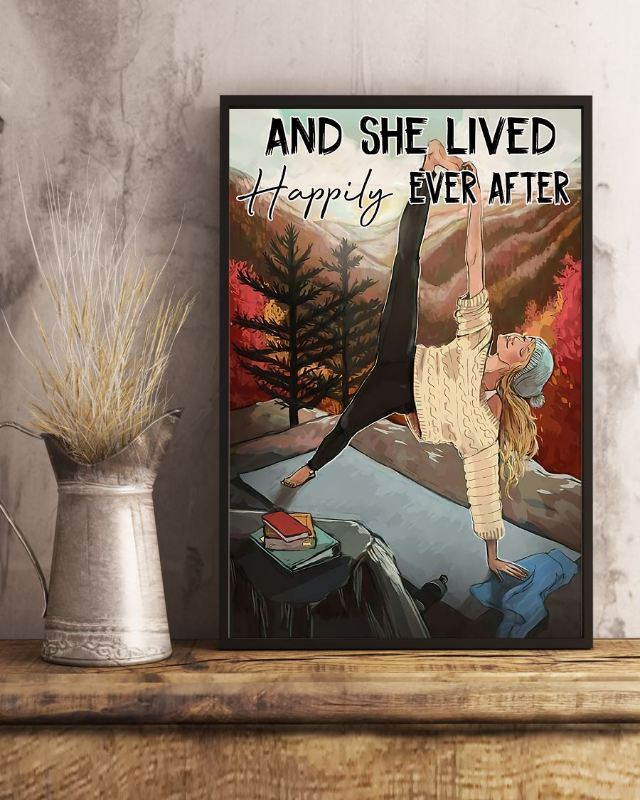 Yoga Book Canvas Prints And She Lived Happily Ever After Vintage Wall Art Gifts Vintage Home Wall Decor Canvas - Mostsuit