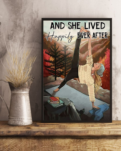 Yoga Book Canvas Prints And She Lived Happily Ever After Vintage Wall Art Gifts Vintage Home Wall Decor Canvas - Mostsuit