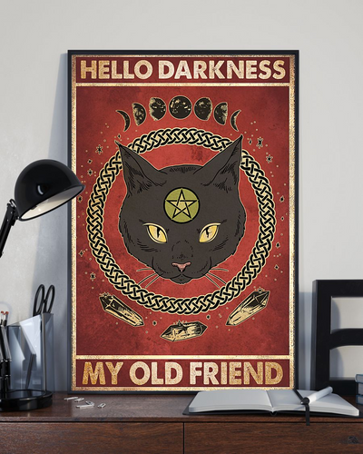 Cat Hello Darkness My Old Friend Canvas Prints Vintage Wall Art Gifts Vintage Home Wall Decor Canvas - Mostsuit