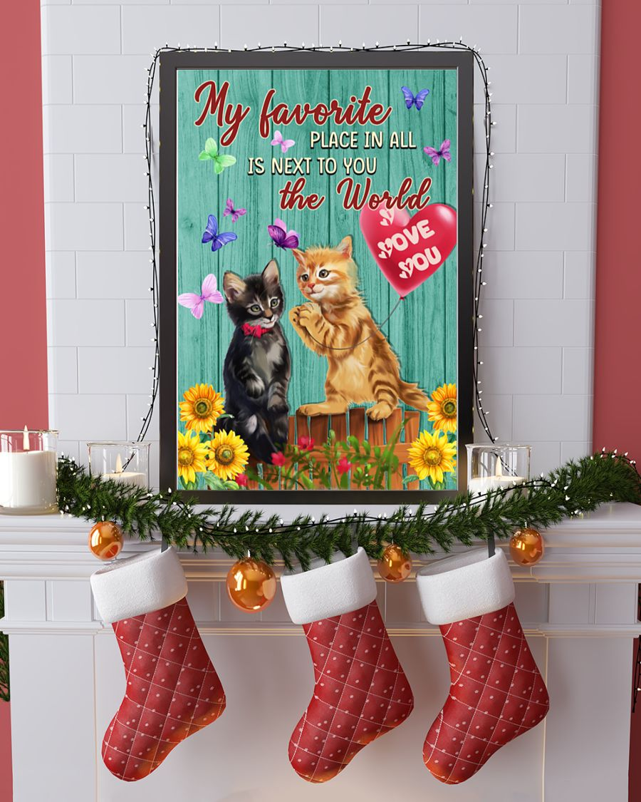 Cats Loves Canvas Prints My Favorite Place In All The World Is Next To You Vintage Wall Art Gifts Vintage Home Wall Decor Canvas - Mostsuit