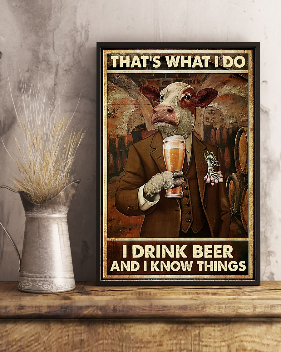 Cow Poster That's What I Do I Drink Beer And I Know Things Vintage Room Home Decor Wall Art Gifts Idea - Mostsuit