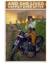Girl Loves Motorcycle Biker Poster And She Lived Happily Ever After Vintage Room Home Decor Wall Art Gifts Idea - Mostsuit