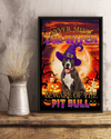 Pitbull Halloween Poster Never Mind The Witch Beware Of The Pitbull Vintage Room Home Decor Wall Art Gifts Idea - Mostsuit