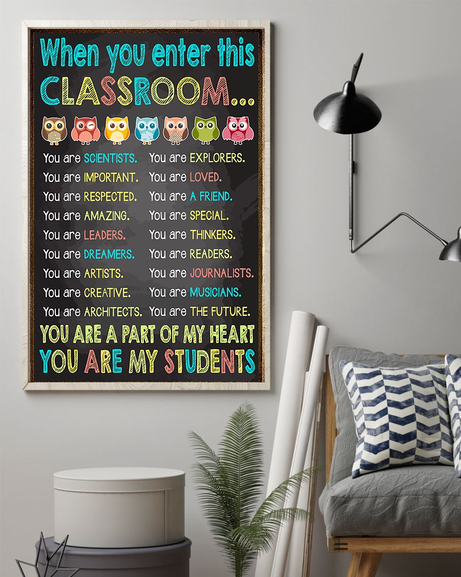 Owl When You Enter This Classroom Teacher Canvas Prints Vintage Wall Art Gifts Vintage Home Wall Decor Canvas - Mostsuit