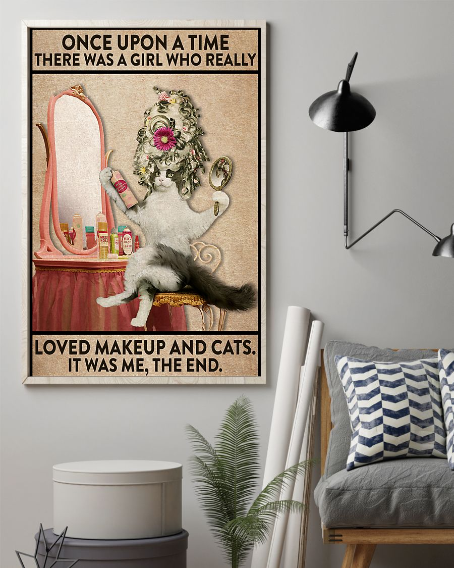 Love Makeup And Cats Canvas Prints Once Upon A Time There Was A Girl Vintage Wall Art Gifts Vintage Home Wall Decor Canvas - Mostsuit
