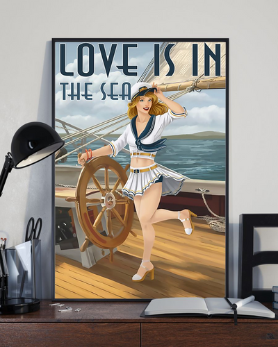 Sailor Pin Up Girl Poster Love Is In The Sea Retro Vintage Room Home Decor Wall Art Gifts Idea - Mostsuit