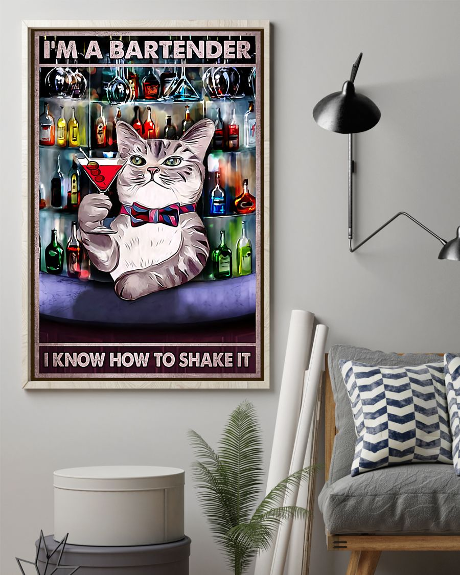 Cat Bartender Canvas Prints I Know How To Shake It Alcoholic Soft Drink Loves Vintage Wall Art Gifts Vintage Home Wall Decor Canvas - Mostsuit