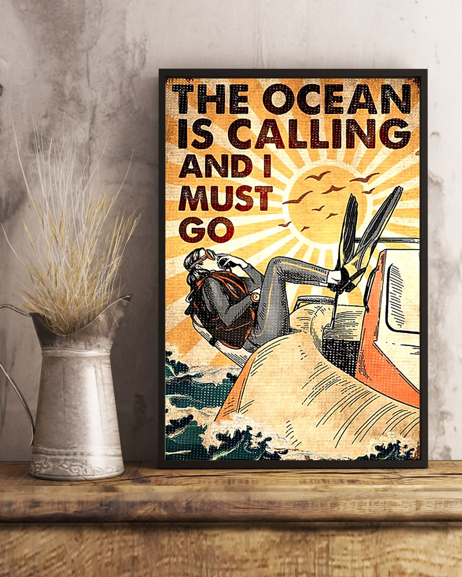 Scuba Diving Loves Canvas Prints The Ocean Is Calling And I Must Go Vintage Wall Art Gifts Vintage Home Wall Decor Canvas - Mostsuit
