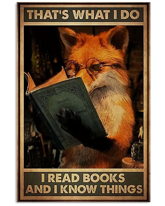 Fox Book Canvas Prints That's What I Do I Read Books And I Kwon Things Vintage Wall Art Gifts Vintage Home Wall Decor Canvas - Mostsuit