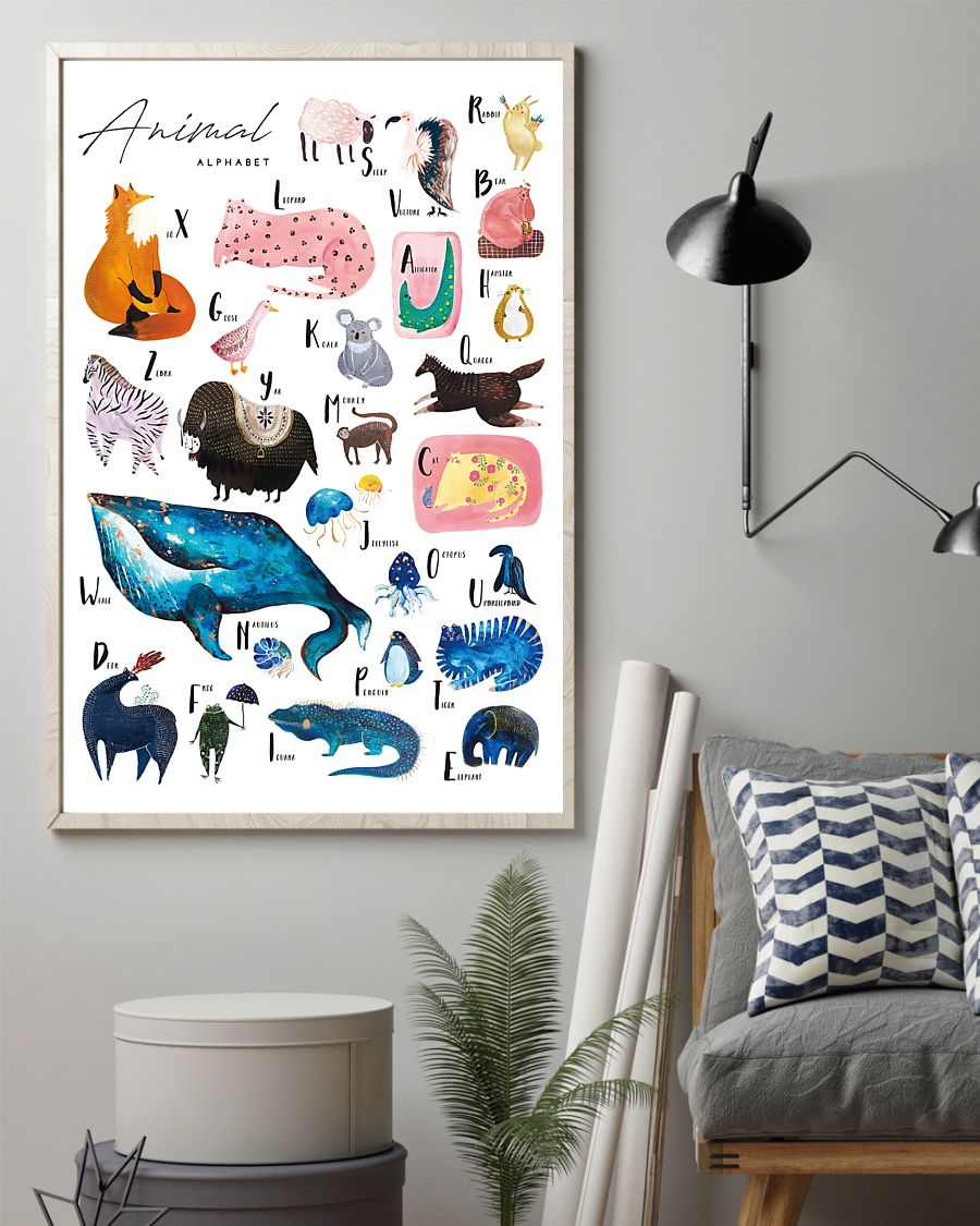 Alphabet Animals Classroom Teacher Poster Vintage Room Home Decor Wall Art Gifts Idea - Mostsuit