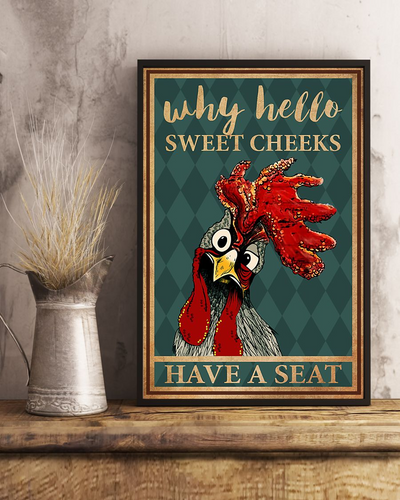 Curious Rooster Loves Canvas Prints Why Hello Sweet Cheeks Have A Seat Vintage Wall Art Gifts Vintage Home Wall Decor Canvas - Mostsuit