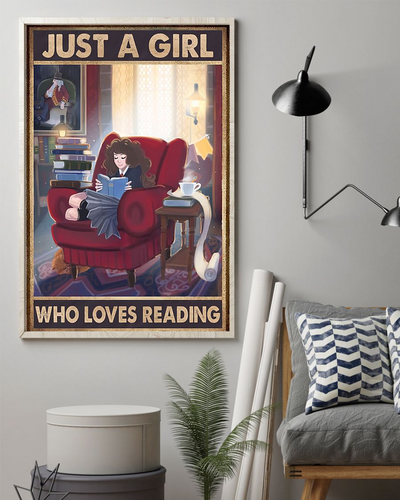 A Girl Loves Reading Poster Vintage Room Home Decor Wall Art Gifts Idea - Mostsuit