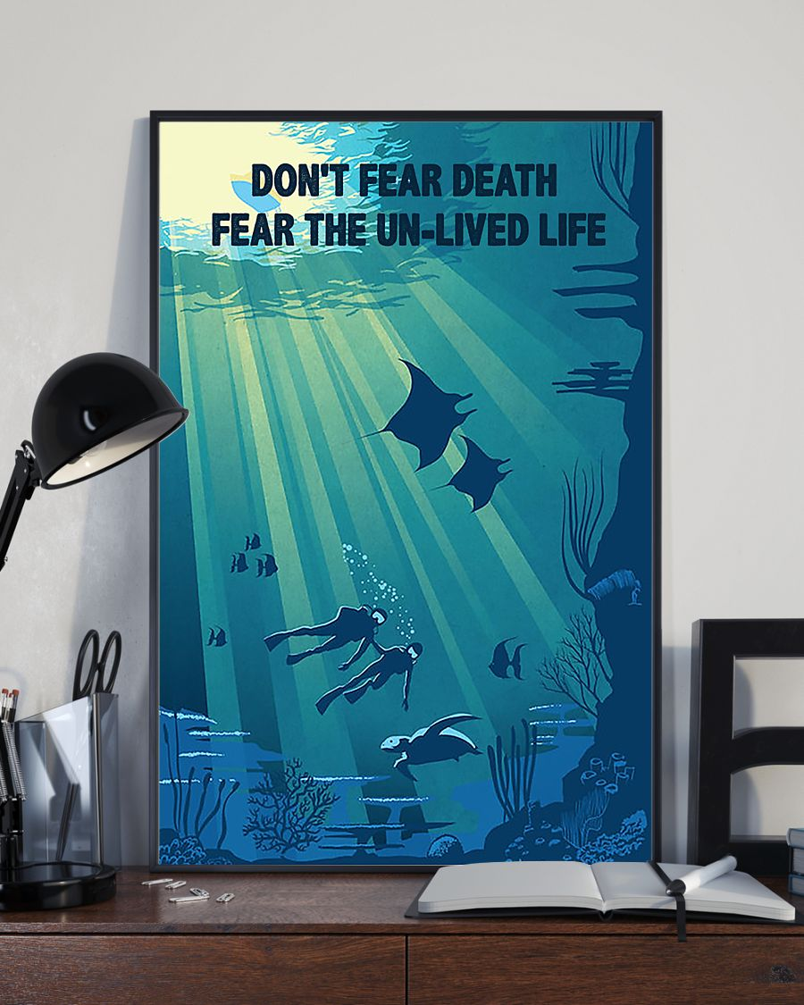 Scuba Diving Canvas Prints Don't Fear Death Fear The Un-lived Live Vintage Wall Art Gifts Vintage Home Wall Decor Canvas - Mostsuit