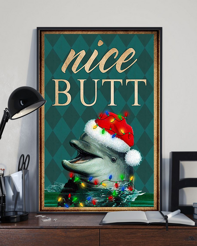 Christmas Dolphin Nice Butt Funny Canvas Prints Dolphins Loves Vintage Wall Art Gifts Vintage Home Wall Decor Canvas - Mostsuit