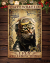 Pilot Cat Loves Canvas Prints That's What I Do I Fly And I Know Things Vintage Wall Art Gifts Vintage Home Wall Decor Canvas - Mostsuit