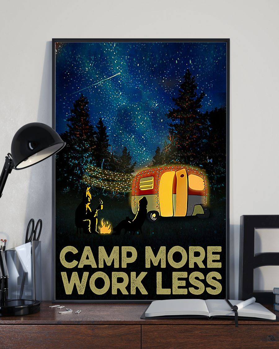 Camping Canvas Prints Camp More Work Less Vintage Wall Art Gifts Vintage Home Wall Decor Canvas - Mostsuit