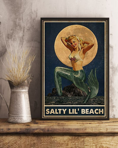 Sexy Mermaid Pinup Girl Salty Lil' Beach Poster Vintage Room Home Decor Wall Art Gifts Idea - Mostsuit