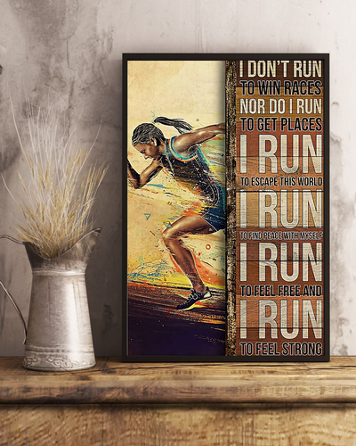 Running Girl Poster I Don't Run To Win Races Vintage Wall Art Gift For Runners