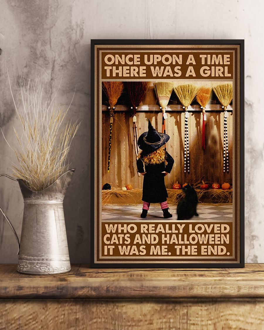 Cats And Halloween Loves Poster Once Upon A Time Vintage Room Home Decor Wall Art Gifts Idea - Mostsuit