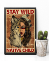 Wolf Native American Girl Stay Wild Native Child Canvas Prints Vintage Wall Art Gifts Vintage Home Wall Decor Canvas - Mostsuit